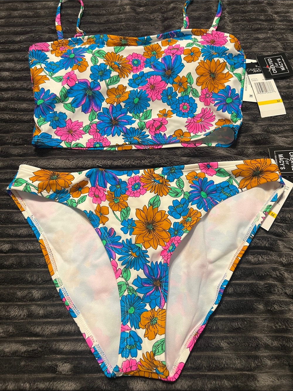 NWT California Waves Floral Bikini Set in Blue, Pink, Orange and White